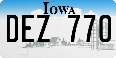 IA license plate DEZ770