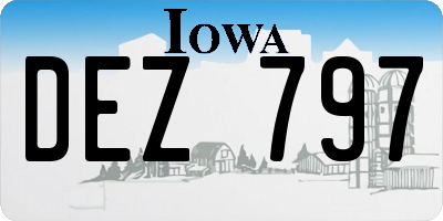 IA license plate DEZ797