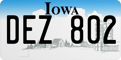 IA license plate DEZ802