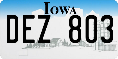 IA license plate DEZ803