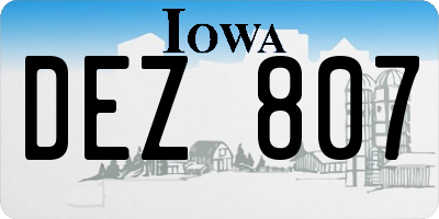 IA license plate DEZ807