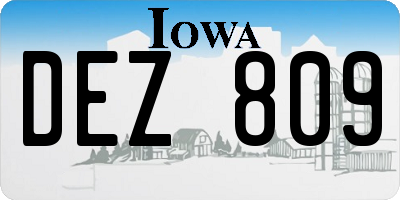 IA license plate DEZ809