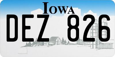 IA license plate DEZ826