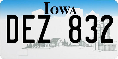 IA license plate DEZ832