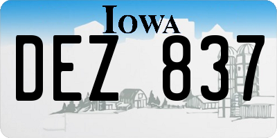 IA license plate DEZ837