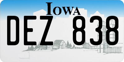 IA license plate DEZ838