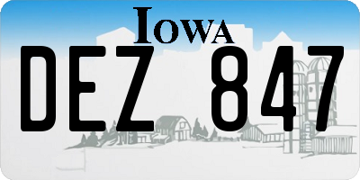 IA license plate DEZ847