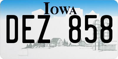 IA license plate DEZ858