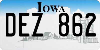 IA license plate DEZ862