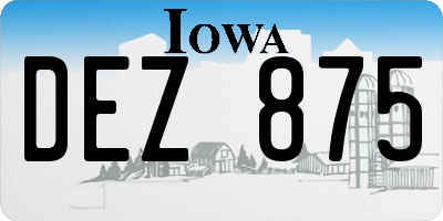 IA license plate DEZ875
