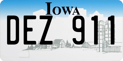IA license plate DEZ911