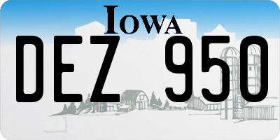 IA license plate DEZ950