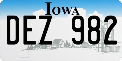 IA license plate DEZ982