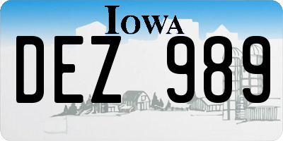 IA license plate DEZ989