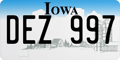 IA license plate DEZ997