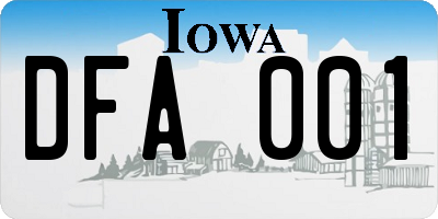 IA license plate DFA001