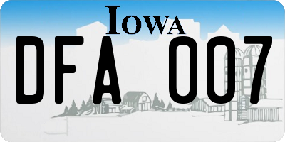 IA license plate DFA007