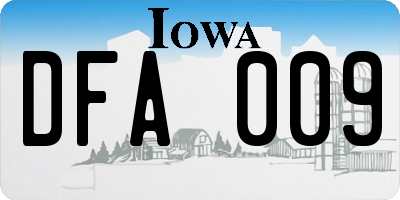 IA license plate DFA009