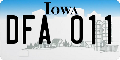 IA license plate DFA011