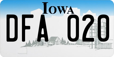 IA license plate DFA020