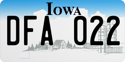 IA license plate DFA022