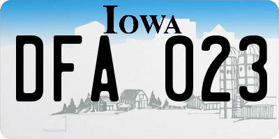 IA license plate DFA023