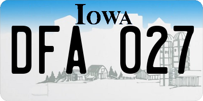 IA license plate DFA027