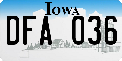 IA license plate DFA036