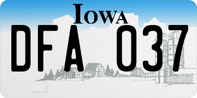 IA license plate DFA037