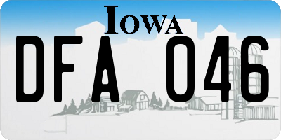 IA license plate DFA046