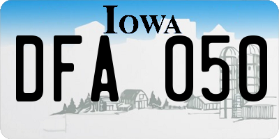IA license plate DFA050