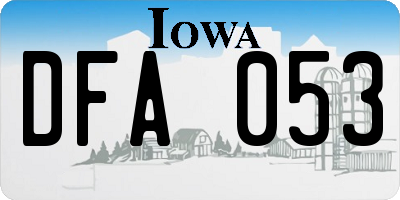 IA license plate DFA053