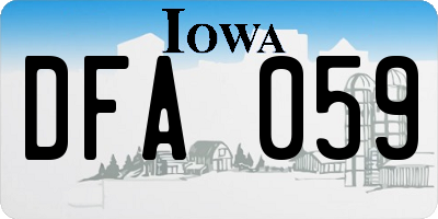 IA license plate DFA059