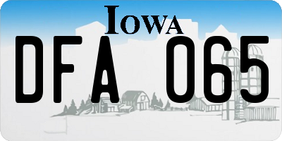 IA license plate DFA065
