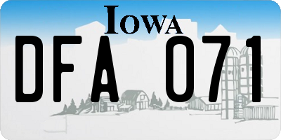 IA license plate DFA071