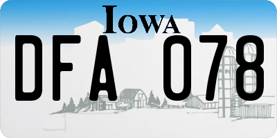 IA license plate DFA078