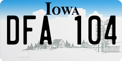 IA license plate DFA104