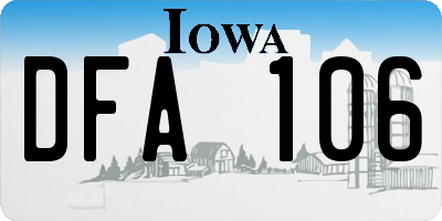 IA license plate DFA106