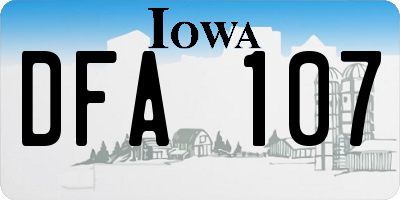 IA license plate DFA107