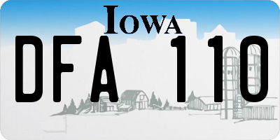 IA license plate DFA110