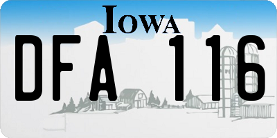 IA license plate DFA116