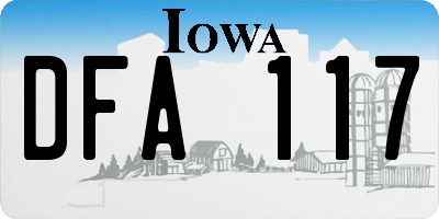 IA license plate DFA117