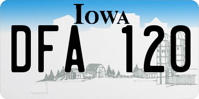 IA license plate DFA120