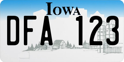 IA license plate DFA123