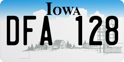 IA license plate DFA128