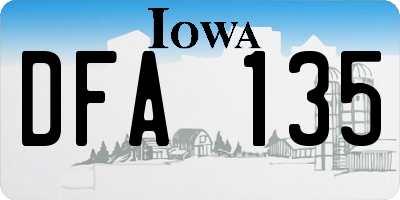 IA license plate DFA135