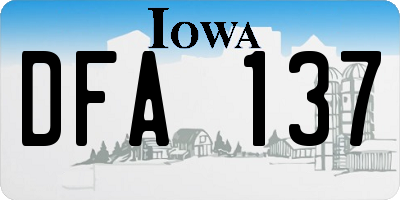 IA license plate DFA137