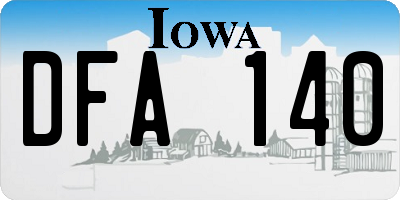 IA license plate DFA140