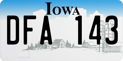 IA license plate DFA143
