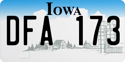 IA license plate DFA173